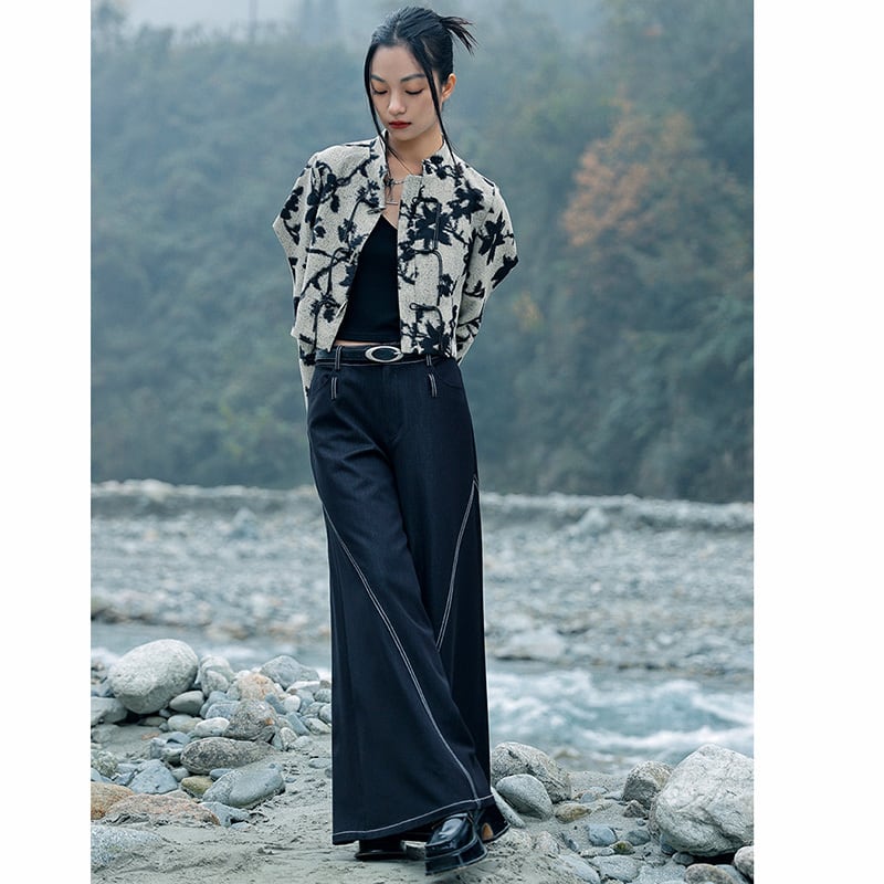 [Daiseiryusu Series]★China style trousers★Bottoms with belt Gaucho pants Retro casual pants