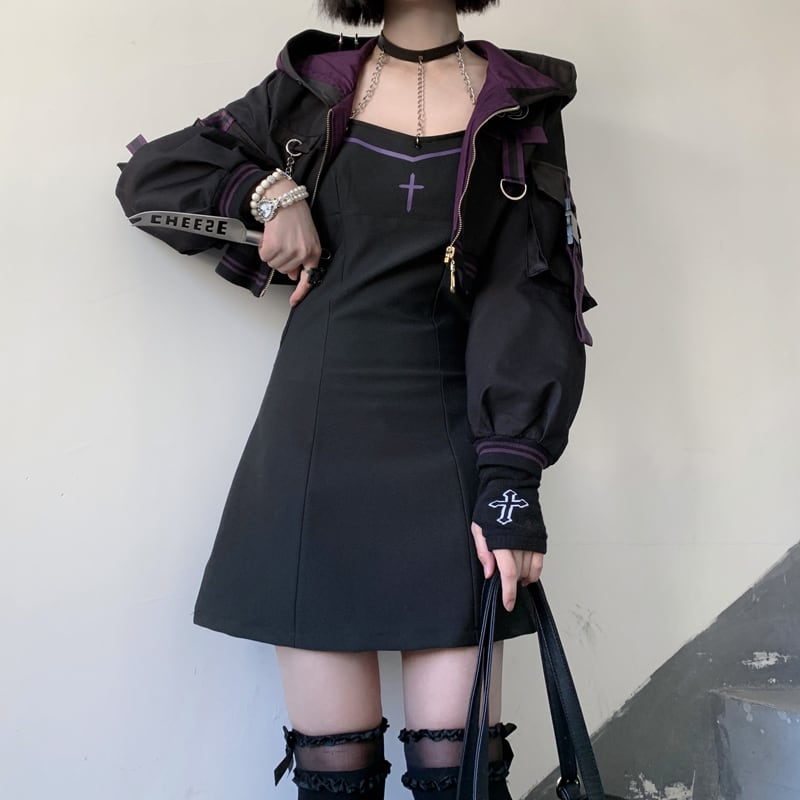 [Momoko Sakura Series] ★Hanging dress★ Mini length, cute, sexy, easy to match Black Black S M L XL