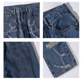 Load image into Gallery viewer, [BIGEMAN Series]★Denim Pants★ Unique Bottoms Trousers Men's Large Size Distressed Blue Blue
