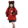 Load image into Gallery viewer, [Ancient Monster --- Rabbit Series] ★China style hoodie★ 2color Regular type or brushed lining type Tops Cute Original Black Red Rabbit ears
