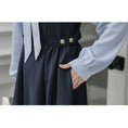 Load image into Gallery viewer, [MEIYI Series] ★One Piece★ Long Length Faux Layered Ribbon Women's Commuting Date Navy Blue
