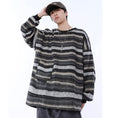 Load image into Gallery viewer, [MGJM Series]★Knit tops★ 2color horizontal striped striped pattern retro unisex men's women's Harajuku style easy to match
