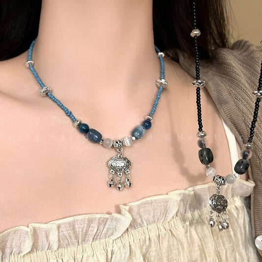 [Delightful Heart Series] ★China Style Necklace★ 2color Accessory Fringe Ethnic Style Blue Black