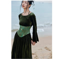 Load image into Gallery viewer, [Big Blue Dragon Series] ★China style dress★ Switching velvet bamboo embroidery green sexy
