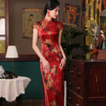 Load image into Gallery viewer, [Four Little Sisters Series] ★Luxury Silk Cheongsam Dress★ One Piece Short Sleeve Slit Red Red Slimming Wear
