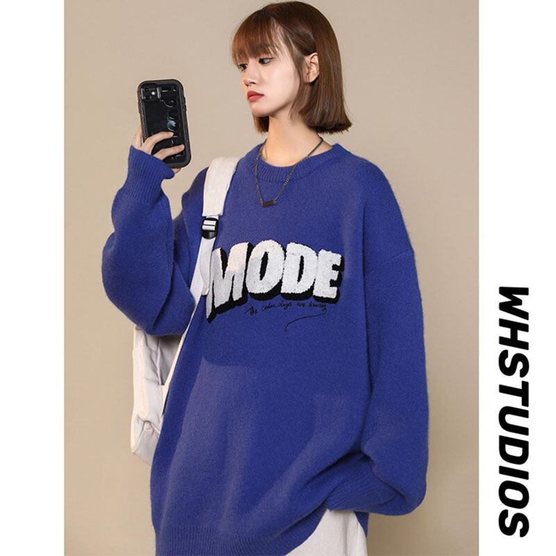 [Ushiomiomi Series] ★Sweater★ 3color Knit Tops Unisex Men's Simple White Black Blue