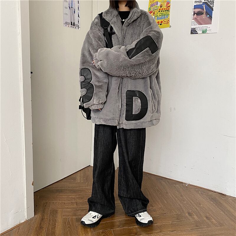 [Style Series] ★Outerwear★ 2color jacket unisex men's thick warm black gray black gray couple clothes