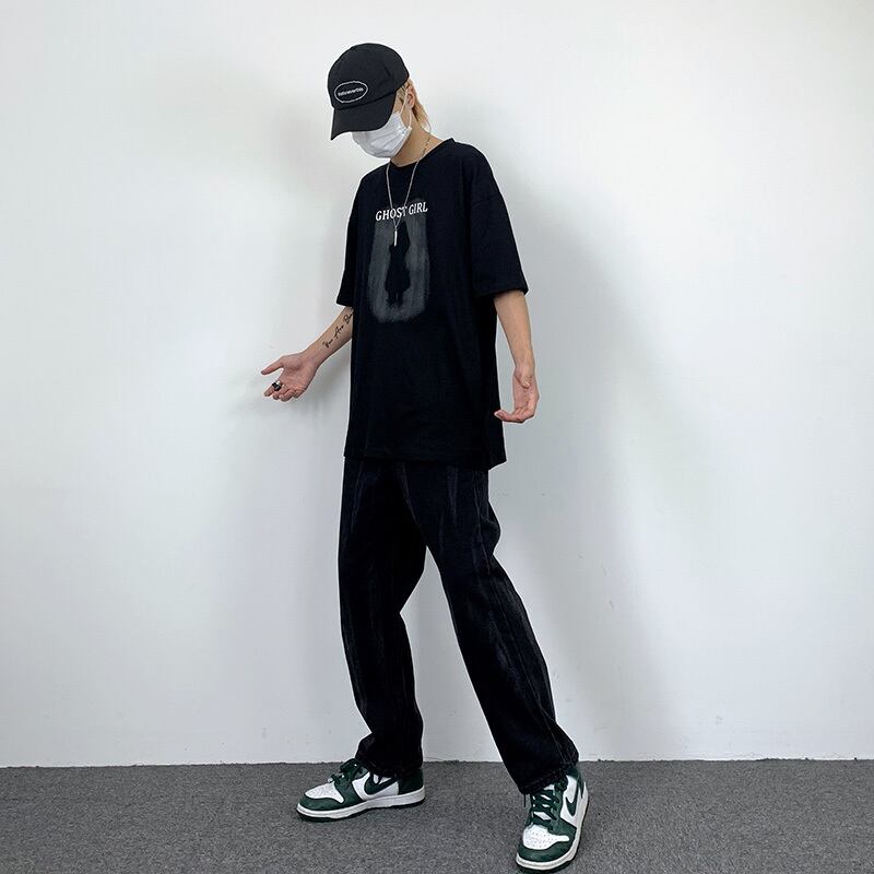 [MGJM Series] ★Denim Pants★ Bottoms Pants Unisex Men's Retro Black Black Slimming SML XL 2XL