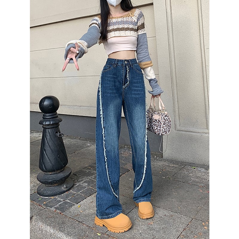 [CHUNUO series]★Pants★ Casual pants Denim pants Blue Blue Large size Slimming Fashionable