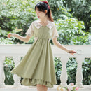 [Poetry Series] ★Chinese-style dress★ 2 colors Dress Embroidery Green Blue SML XL Improve your temperament Cute