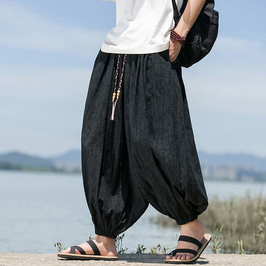 [YISHUO Series] ★Pants★ 3color Tops Unisex Men's Large Size Nine-quarter length Black Green Gray