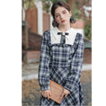 Load image into Gallery viewer, [Big Orange Series] ★One Piece★ Plaid Retro Ladies Commuting Date School Blue Blue Cute
