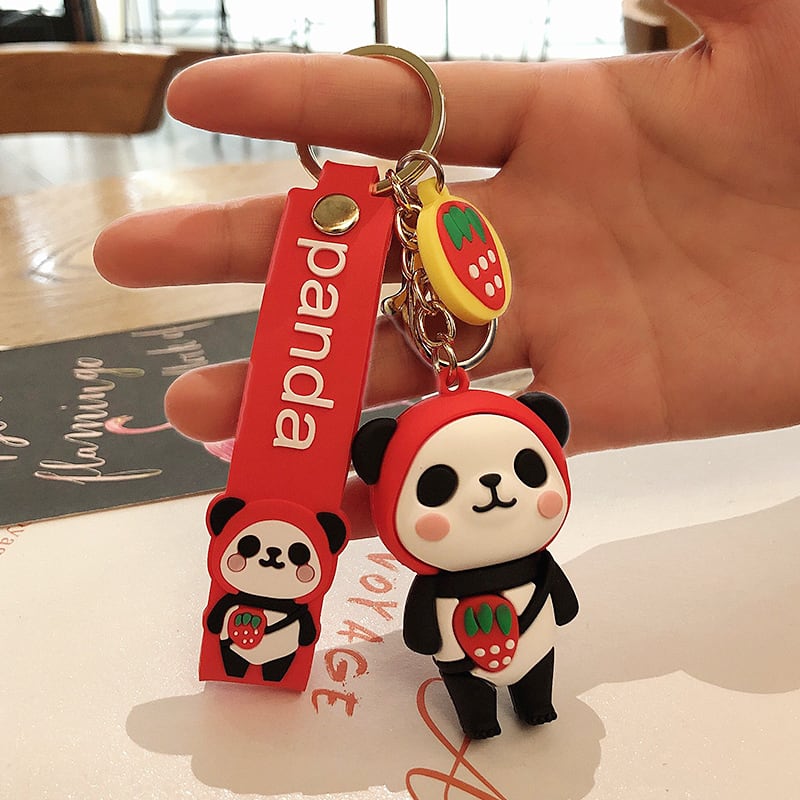 Cute Couple Panda Keychain Gift Red Blue Yellow Pink