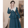 Load image into Gallery viewer, [Tatsuze Chenis Series]★Setup★ 2-piece set Tops + Skirt Blue Blue Slimming Date Commuting SML
