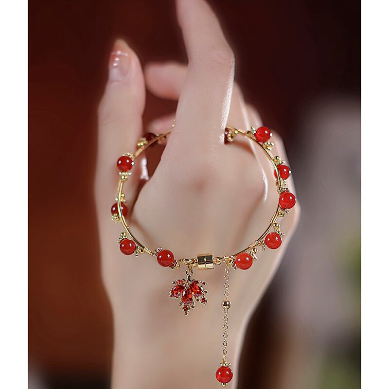 [Random Series]★China Style Bracelet★ Bracelet Ladies Accessories Maple Present Red Red