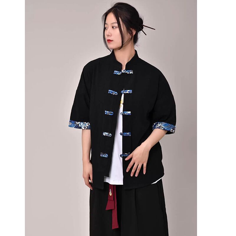 [Go Doki Series] ★China style shirt★ 3color tops unisex men's large size black black improved Tang suit