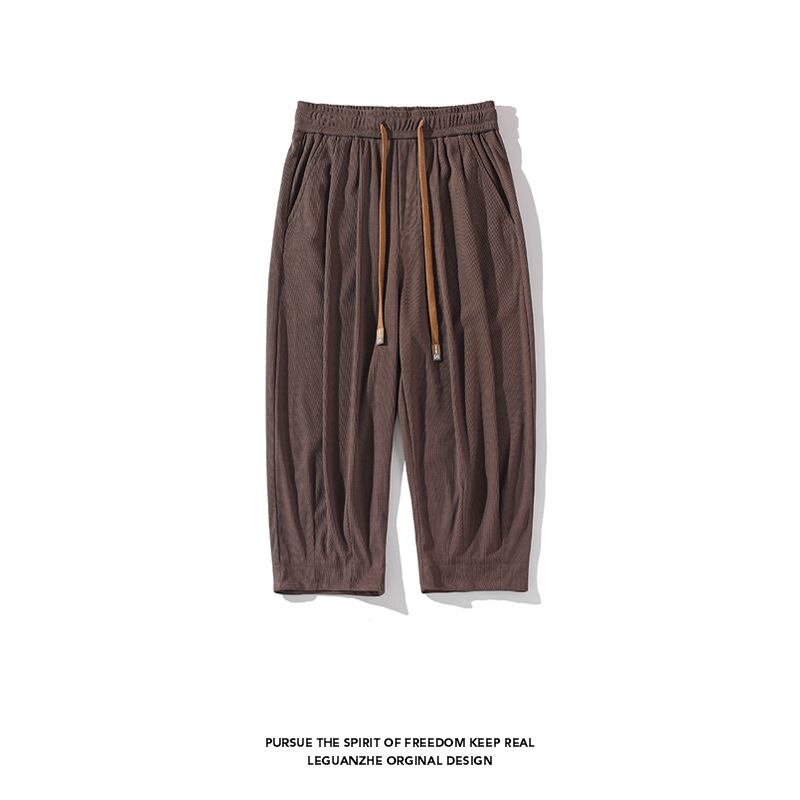 [BIGEMAN Series] ★Pants★ 2color Bottoms Short Length Pants 3/4 Bamboo Unisex Men's Large Size Black Coffee Color