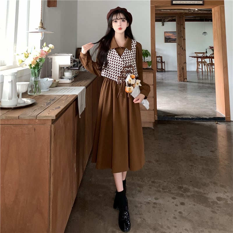 [JIGUJIGU series] ★Chinese style setup★ Large size black brown dress vest