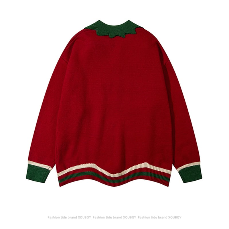 [51XIHA Series]★Sweater★ 2color Tops Christmas New Year Unisex Men's Red Green Black Alphabet