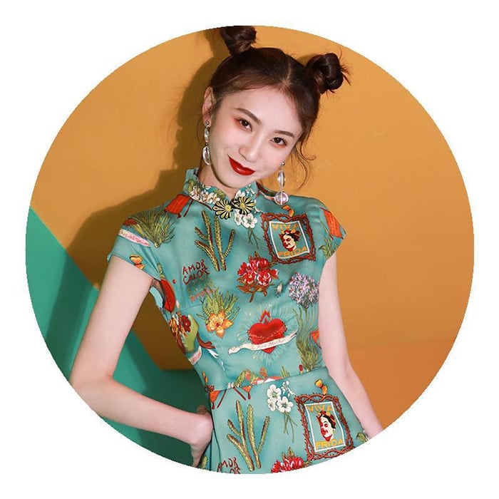 [Sumiyun Kokucho Series] ★Cheongsam dress★ China-style dress, Chinese-style clothes, Chinese clothes, mini length, cute, slimming