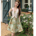 Load image into Gallery viewer, [MEIYI Series] ★One Piece★ Large Size Switching Cute Oil Painting Style Summer Clothes Summer Dress Date Photography Commuting Green Floral Pattern
