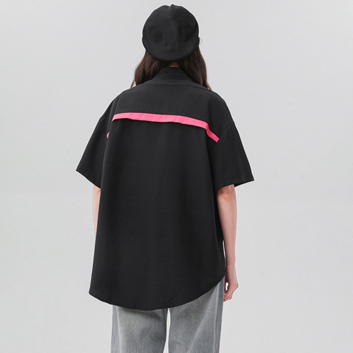 [Fujiiman Series]★Shirt★ Tops Unisex Men's Large Size Short Sleeve Shirt Faux Layered Double Collar