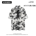 Load image into Gallery viewer, [MDYCD Series]★Shirt with Tie★ 2color Floral Print Shirt Tops Short Sleeve Shirt Unisex Men's Black White
