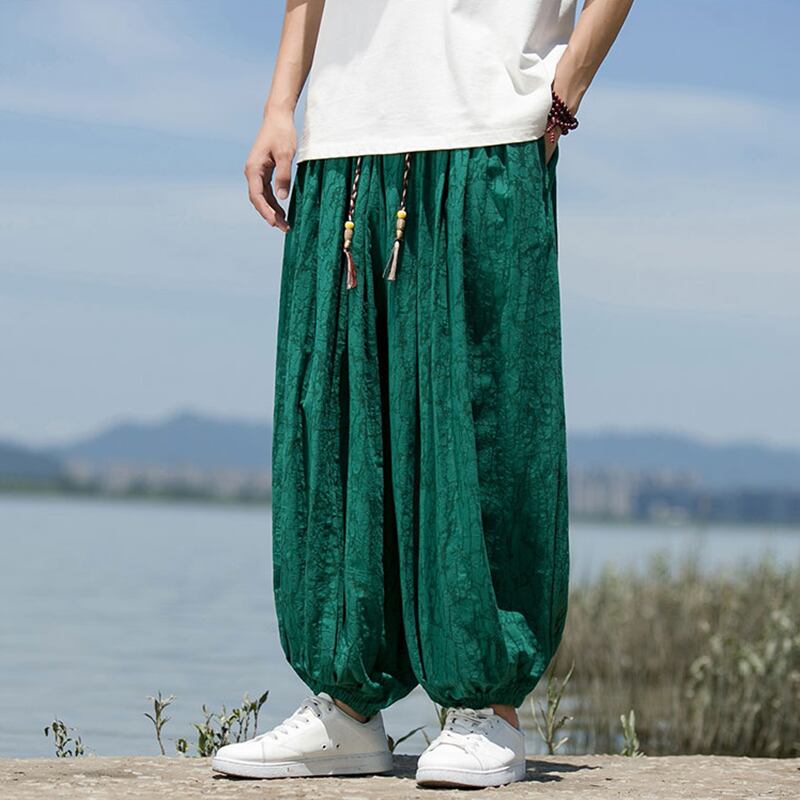 [YISHUO Series] ★Pants★ 3color Tops Unisex Men's Large Size Nine-quarter length Black Green Gray