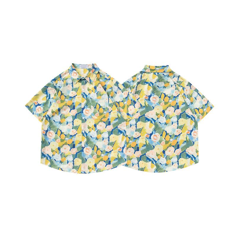 [MOISHE TIDE Series] ★Floral Pattern Shirt★ Tops Aloha Shirt Women's Men's Unisex Short Sleeve Shirt