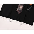 Load image into Gallery viewer, [LHSEN Series]★Shirt with tie★ Long sleeve shirt with chain Short length Plaid pattern Stylish Black
