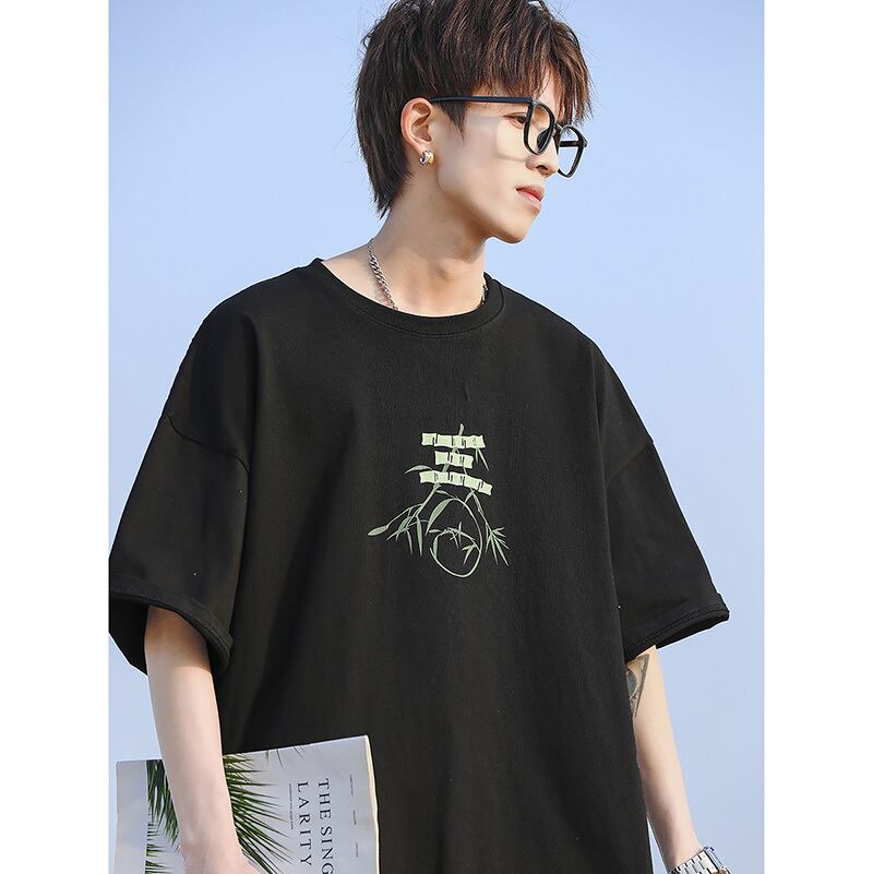 [MANYSTON Series]★T-shirt★ Tops 3color Unisex Men's Short Sleeve White Black Green