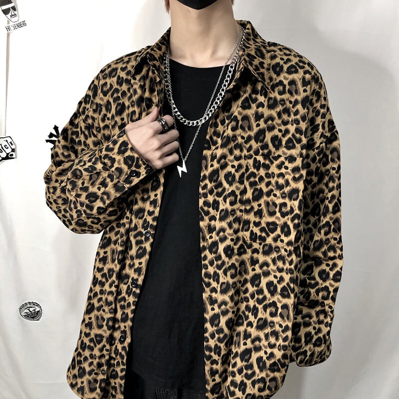 [MGJM Series]★Leopard print shirt★ Tops, long sleeve shirt, unisex, men's leopard print, easy to match, fashion