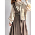 Load image into Gallery viewer, [Dusty clouds dream---Hikisoushi series] ★Sleeveless dress★ Easy to match pleated skirt coffee color retro SML
