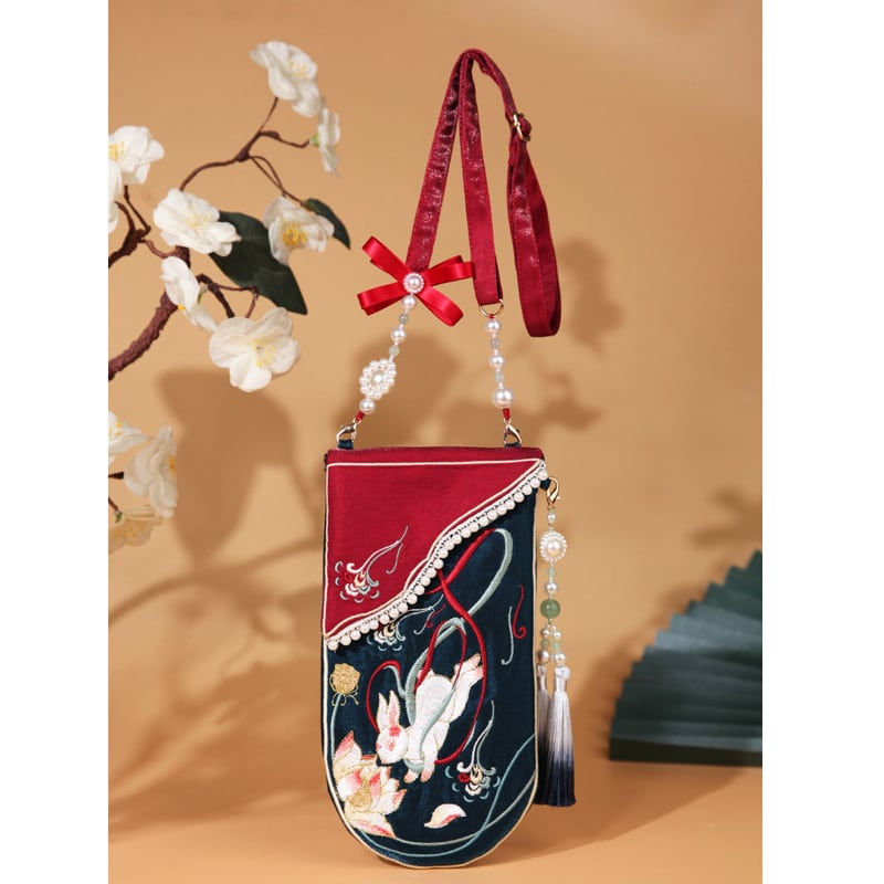 [Saiun Inki Series] ★China style bag★ Shoulder bag with decorations cute embroidery rabbit rabbit