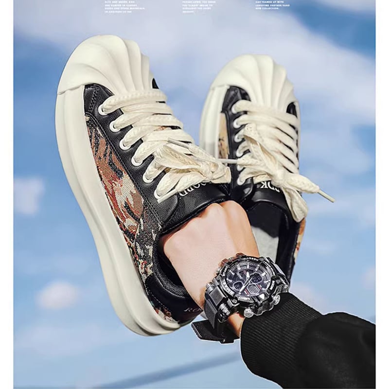 [XIANGSHA Series]★Sneakers★ 2color Men's Shoes Shoes Sports Style Oil Painting Style Size 39-44 Beige + Brown Black