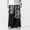 [Grass ink series] ★China style pants★ 4color black or white or blue or navy men's gaucho pants gaucho crane