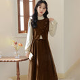 Load image into Gallery viewer, [CHIC Series] ★One Piece★ Faux Layered Corduroy Coffee Color Date Improves Temperament
