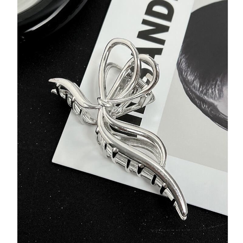 [KANSAI Series] ★Hair Ornament★ Hair Clip Accessory Small Item Silver Unique Easy to Match Trendy Stylish Large Bun Hair Shiny Women Gift