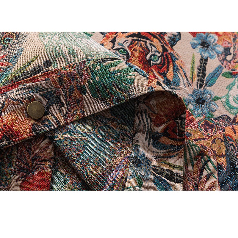 [MMstudios Series] ★Jacket★ Outerwear Unisex Men's Floral Pattern Retro Tiger Pattern Dora Design