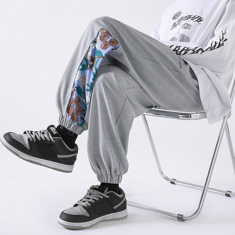 [BIGEMAN Series]★China style trousers★Casual pants 2color embroidery floral pattern unisex large size spring clothes