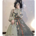 Load image into Gallery viewer, [Hanayu Poetry Series] ★Chinese style setup★ Shirt + hanging dress Green Green Cute Improved Hanfu
