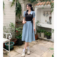 Load image into Gallery viewer, [JIGUJIGU Series] ★One Piece★ Short Sleeve Dress Switching Fake Layered Large Size Blue Blue
