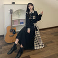 Load image into Gallery viewer, [Dong Xiaojie Series] ★Checked pattern dress★ Large size, fake layered, slimming, switching, cute, black, black
