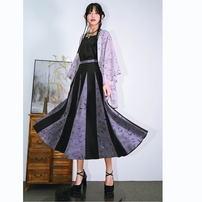 [Kokaisha --- Bamboo Series] ★China-style happi coat★ Thin outerwear Sun protection chiffon Original Purple