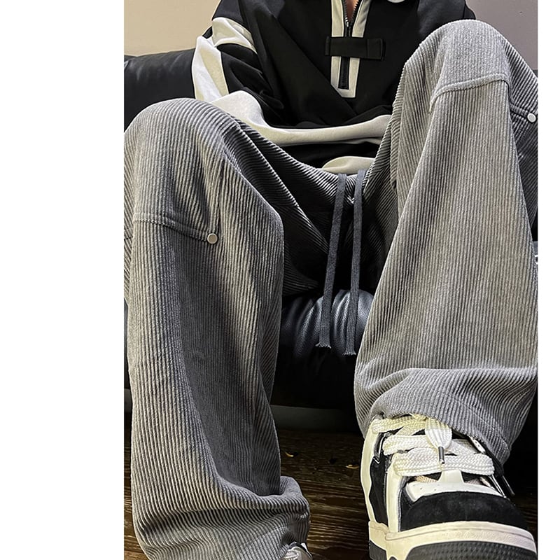 [DFBL Series]★Casual Pants★ 3color Bottoms Trousers Corduroy Unisex Men's Black Coffee Color Gray