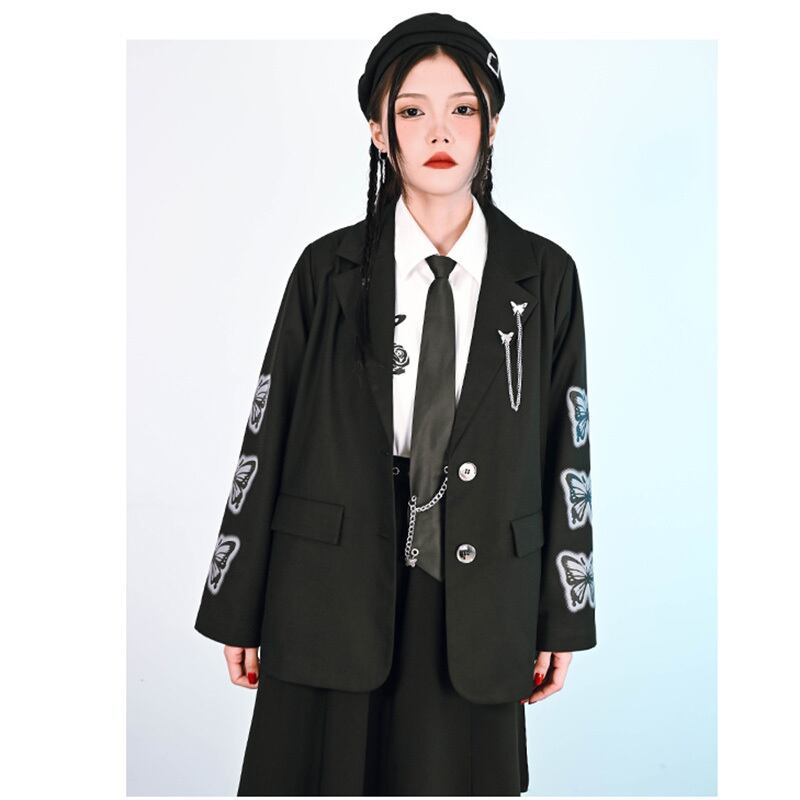 [Kokaisha --- Butterfly Effect Series] ★Blazer★ Outerwear SML Spring Clothes Easy to match Black Black Unique