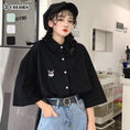 Gallery viewerに画像を読み込む, シャツ トップス レトロ ゆったり 合わせやすい 大きいサイズ M L XL 2XL ブラック ホワイト グリーン
