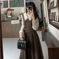 Load image into Gallery viewer, [Dong Xiaojie Series] ★Long Sleeve Dress★ Large Size Women's Dress Faux Layered Dark Brown
