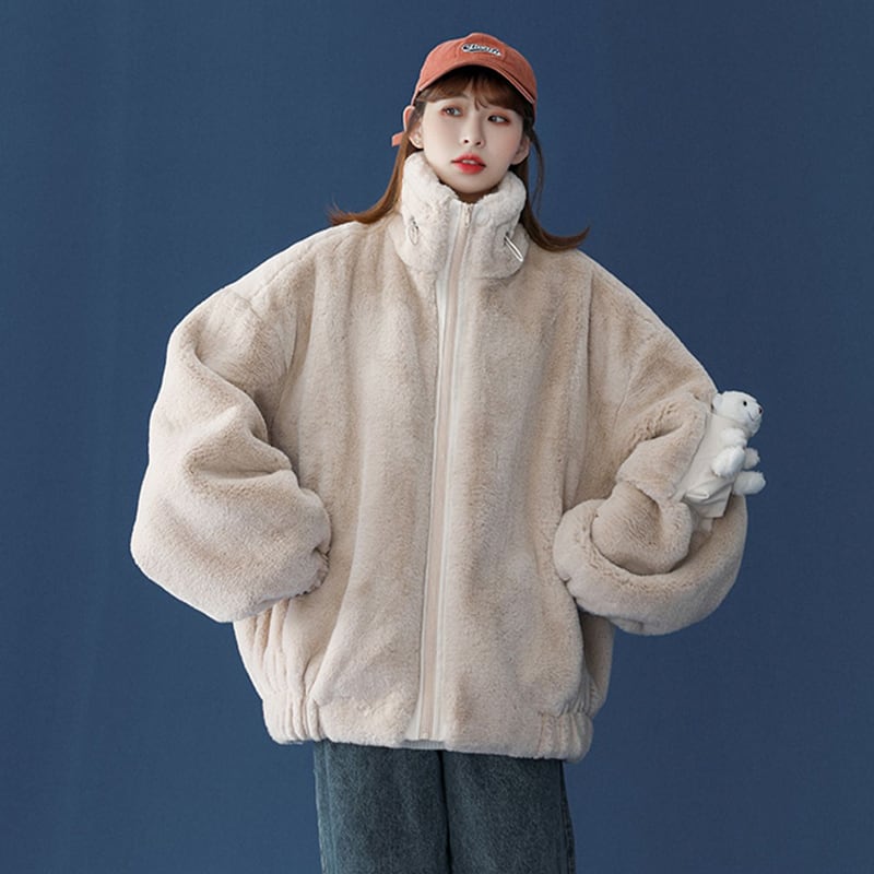 [Fujiiman Series] ★Winter Coat★ 2color Cute Unisex Men's Bear Bear Outerwear Blue Apricot SML XL 2XL