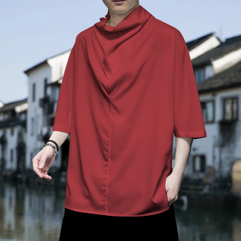 [YISHUO Series]★Chinese style T-shirt★ 4color Unisex Men's Large Size Plain Chinese Clothes Black White Red